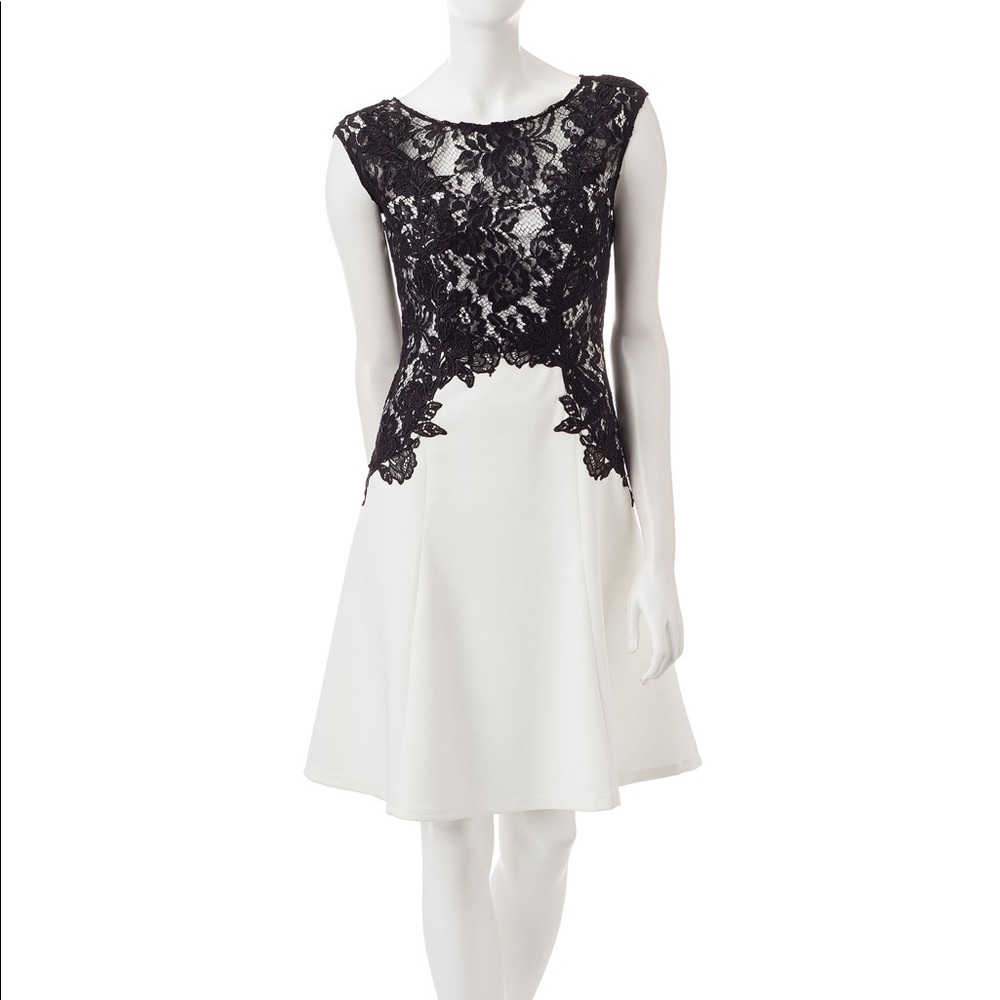 NWT Sangria black and white lace dress petite